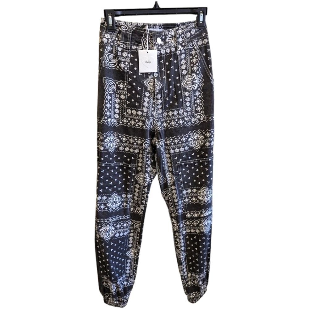 Adika Black and White Boho Pocketed Pants XS‎